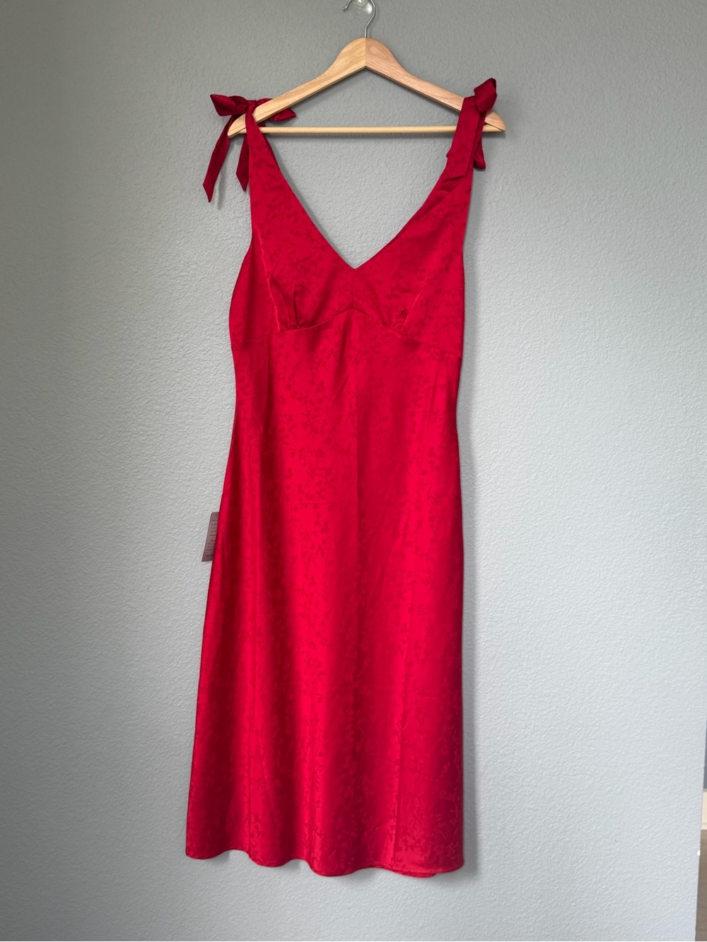 Lush Red Midi Slip Dress with Tie Straps